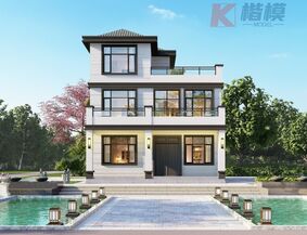23#现代三层独栋别墅模型加图纸-1