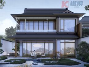 13#新中式歇山顶宋式别墅模型加图纸-1