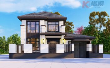41#欧式两层独栋别墅建筑SU模型加CAD-1