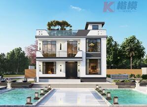 35#现代独栋别墅乡村自建房SU模型加CAD图纸-1