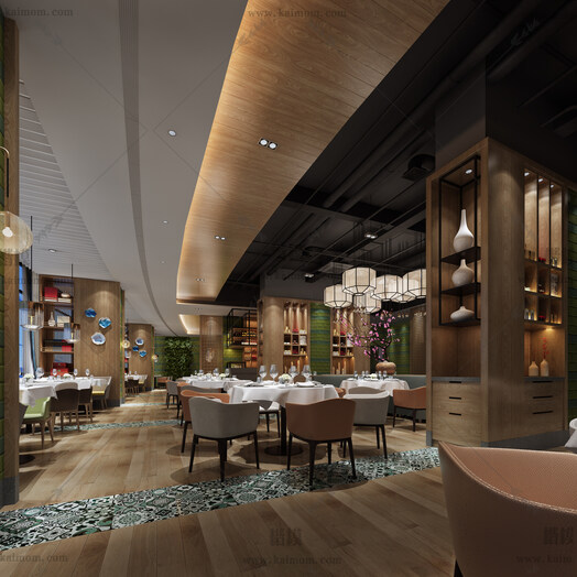 餐饮空间3D模型下载-2