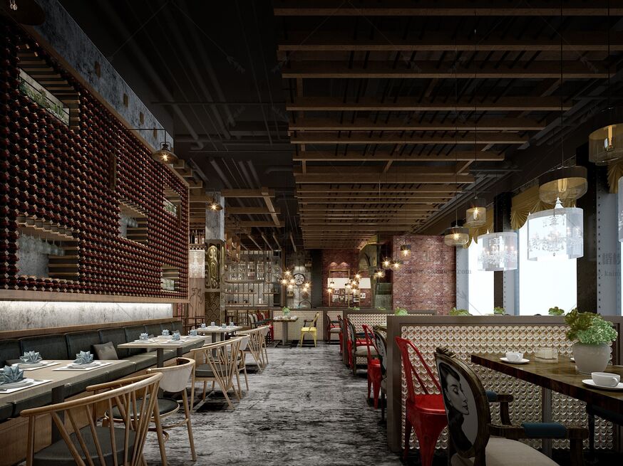 餐饮空间3D模型下载-3