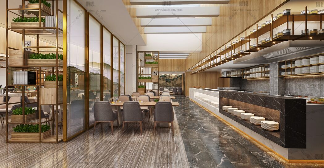 餐饮空间3D模型下载-1