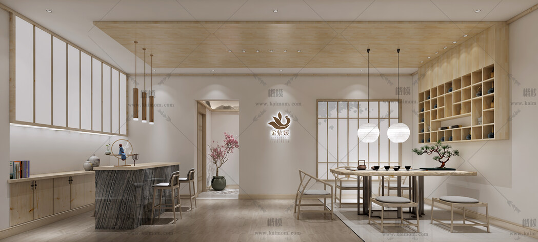 茶馆会所空间3D模型下载-1