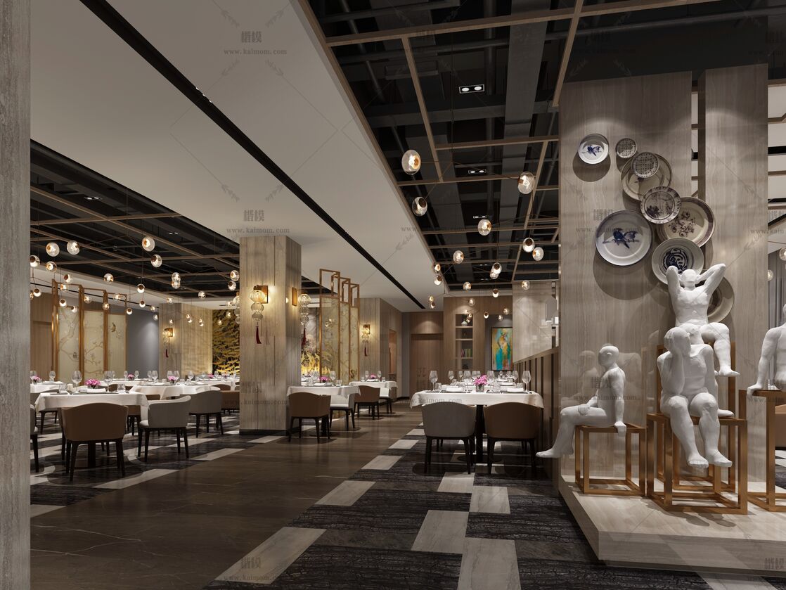 餐饮空间3D模型下载-1