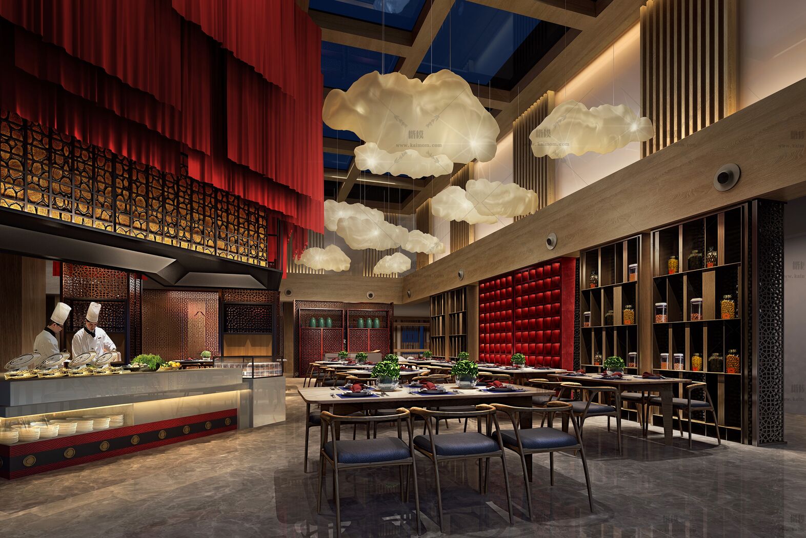 餐饮空间3D模型下载-1