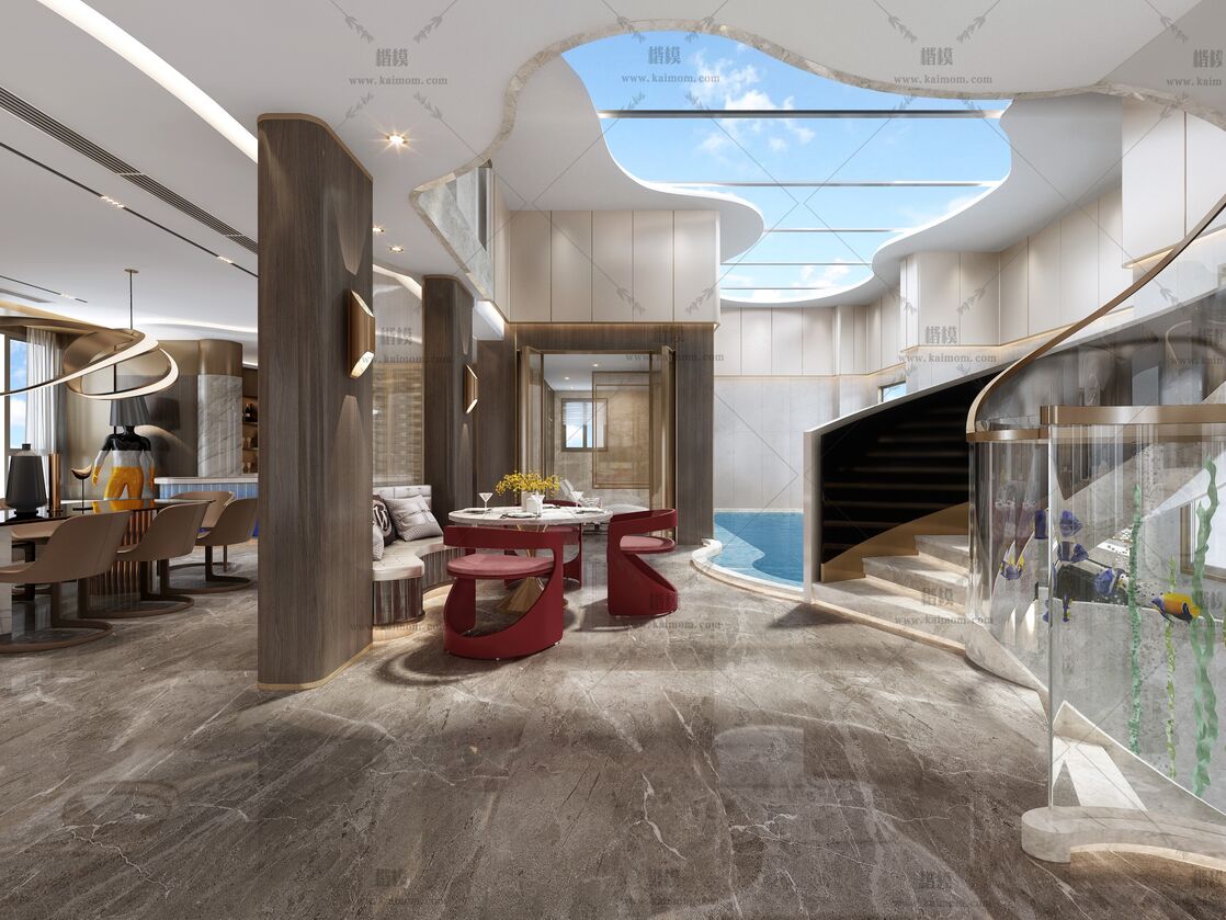 餐饮空间3D模型下载-3