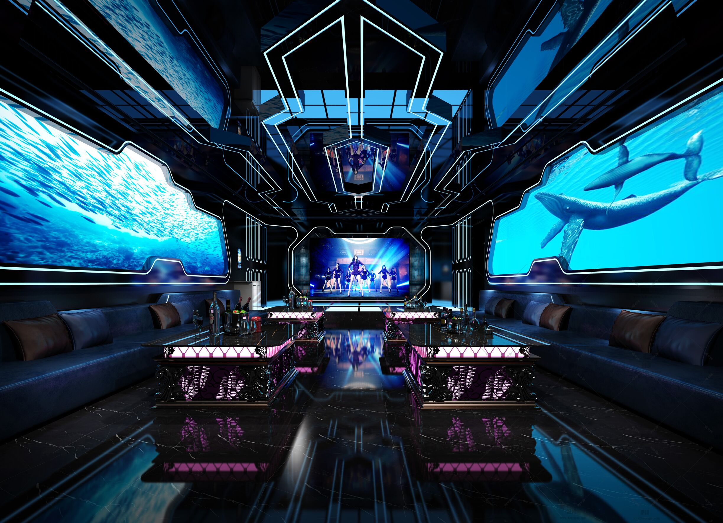 酒吧KTV空间3D模型下载-1