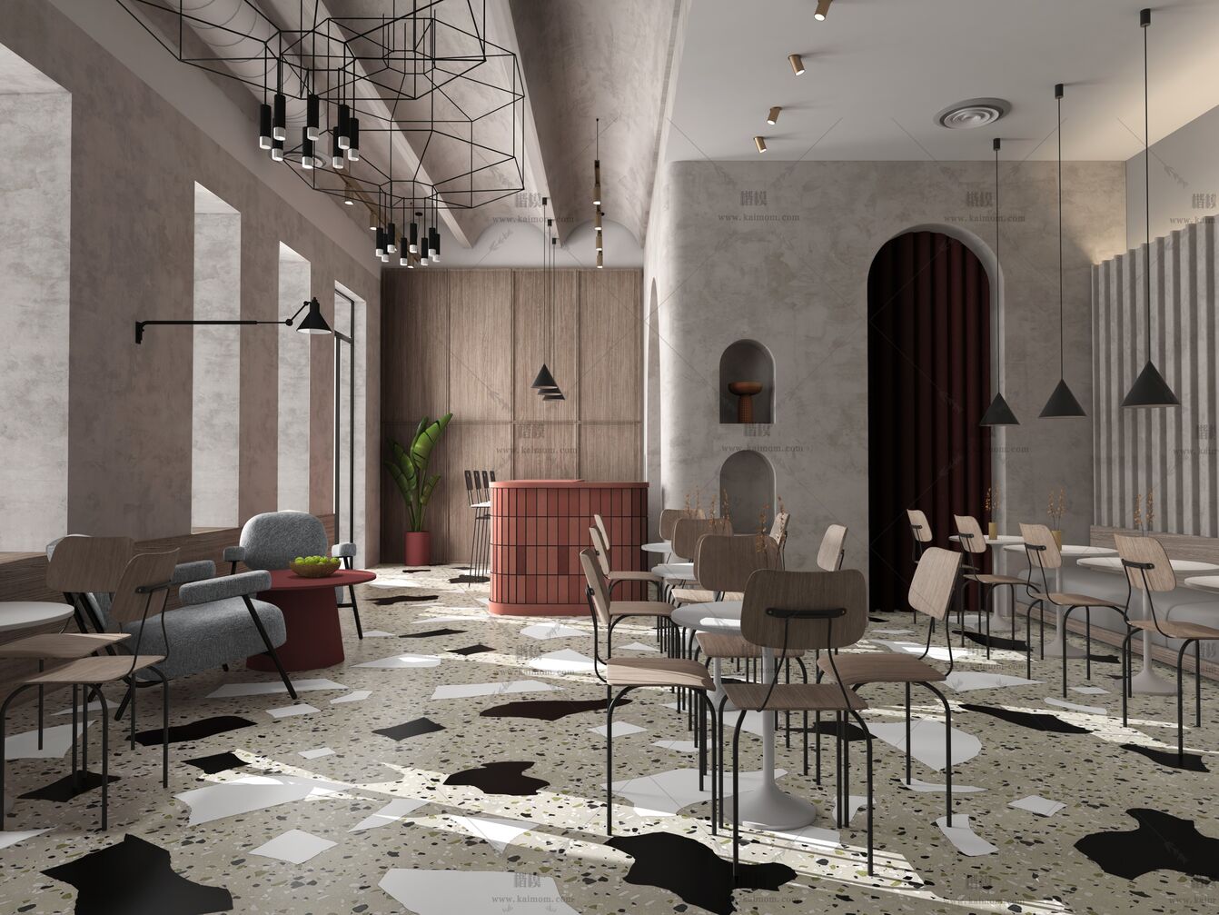 餐饮空间3D模型下载-2