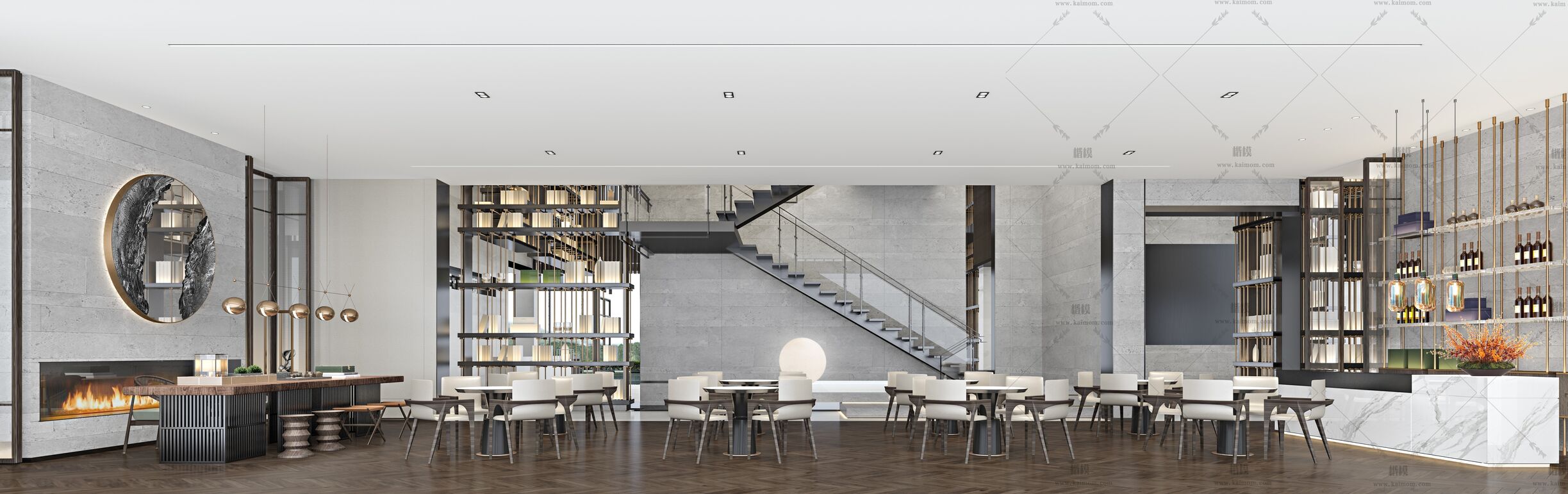 餐饮空间3D模型下载-1