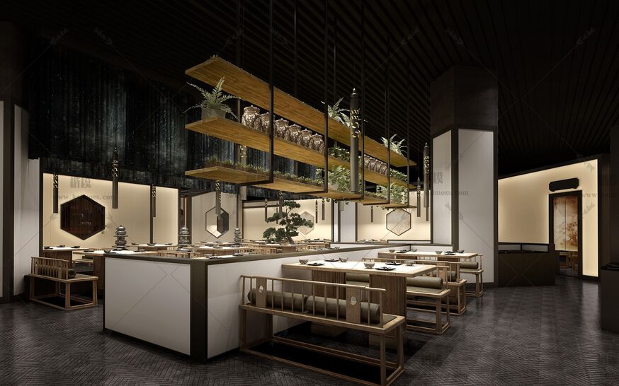 餐饮空间3D模型下载-1