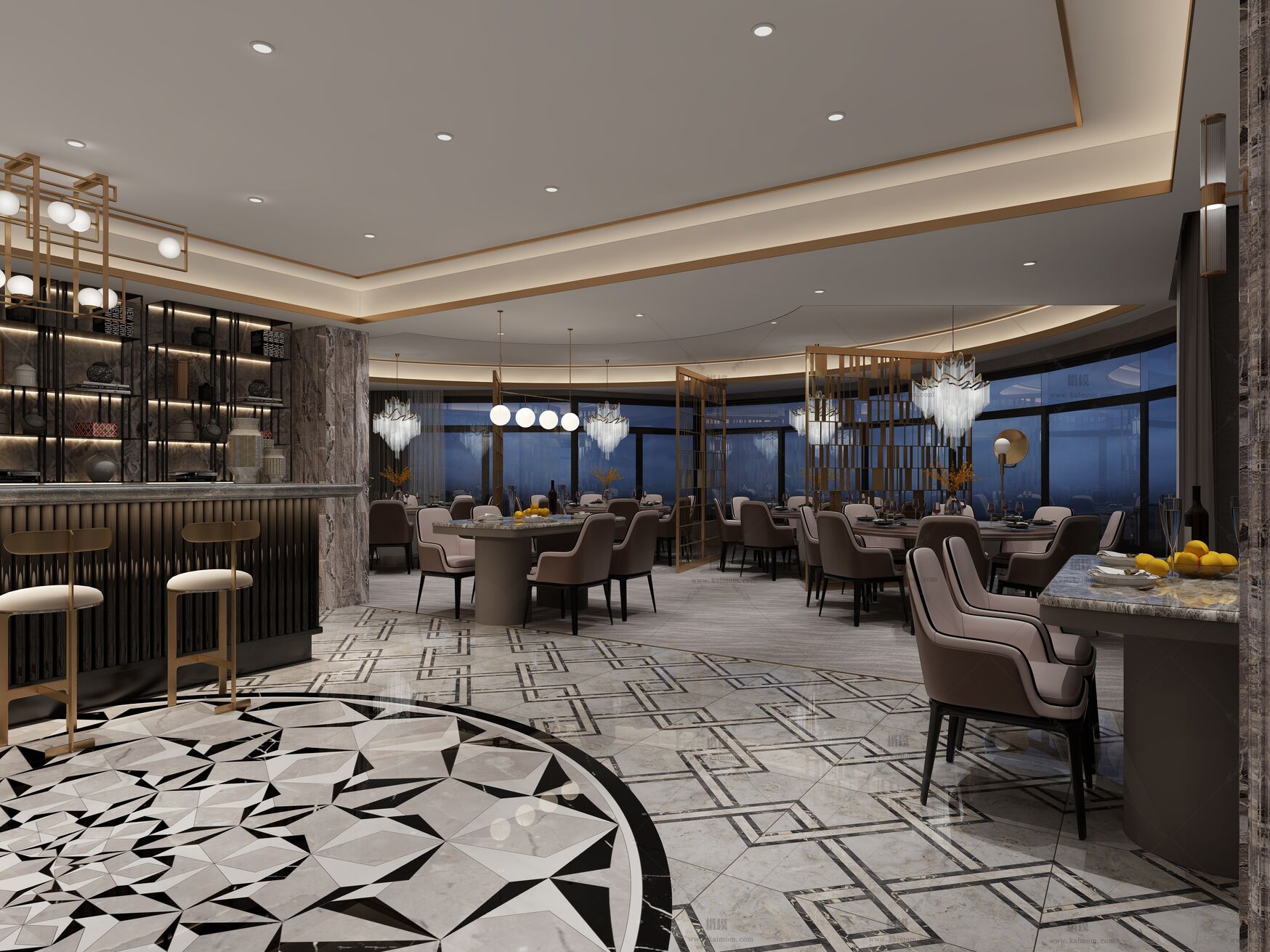 餐饮空间3D模型下载-1