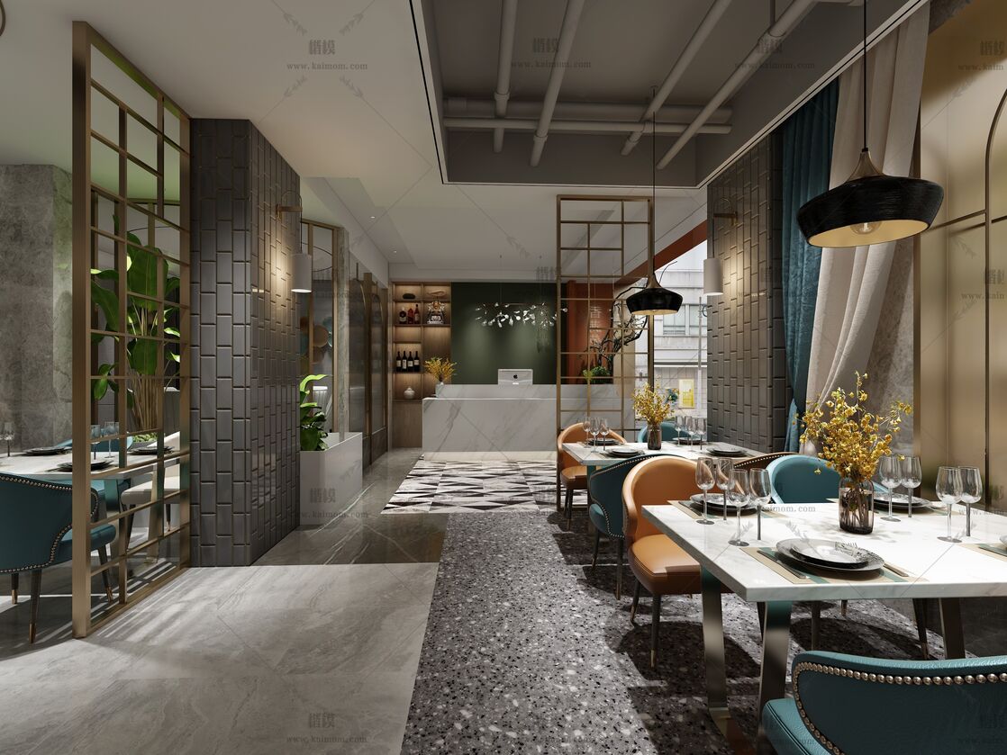餐饮空间3D模型下载-1