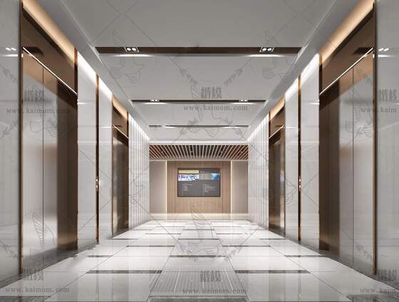 电梯厅SU模型下载-1