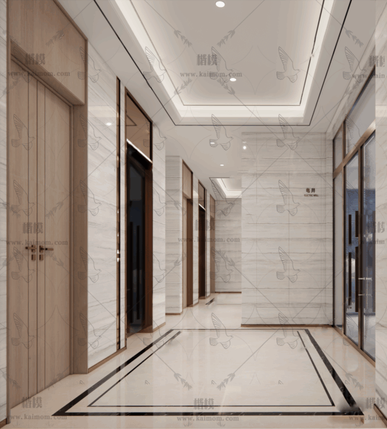 电梯厅SU模型下载-1