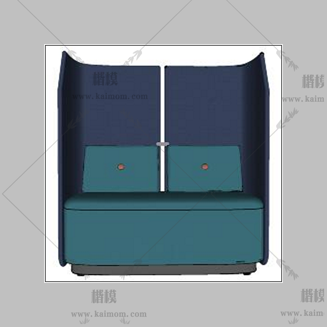 蓝色工装双人沙发-1