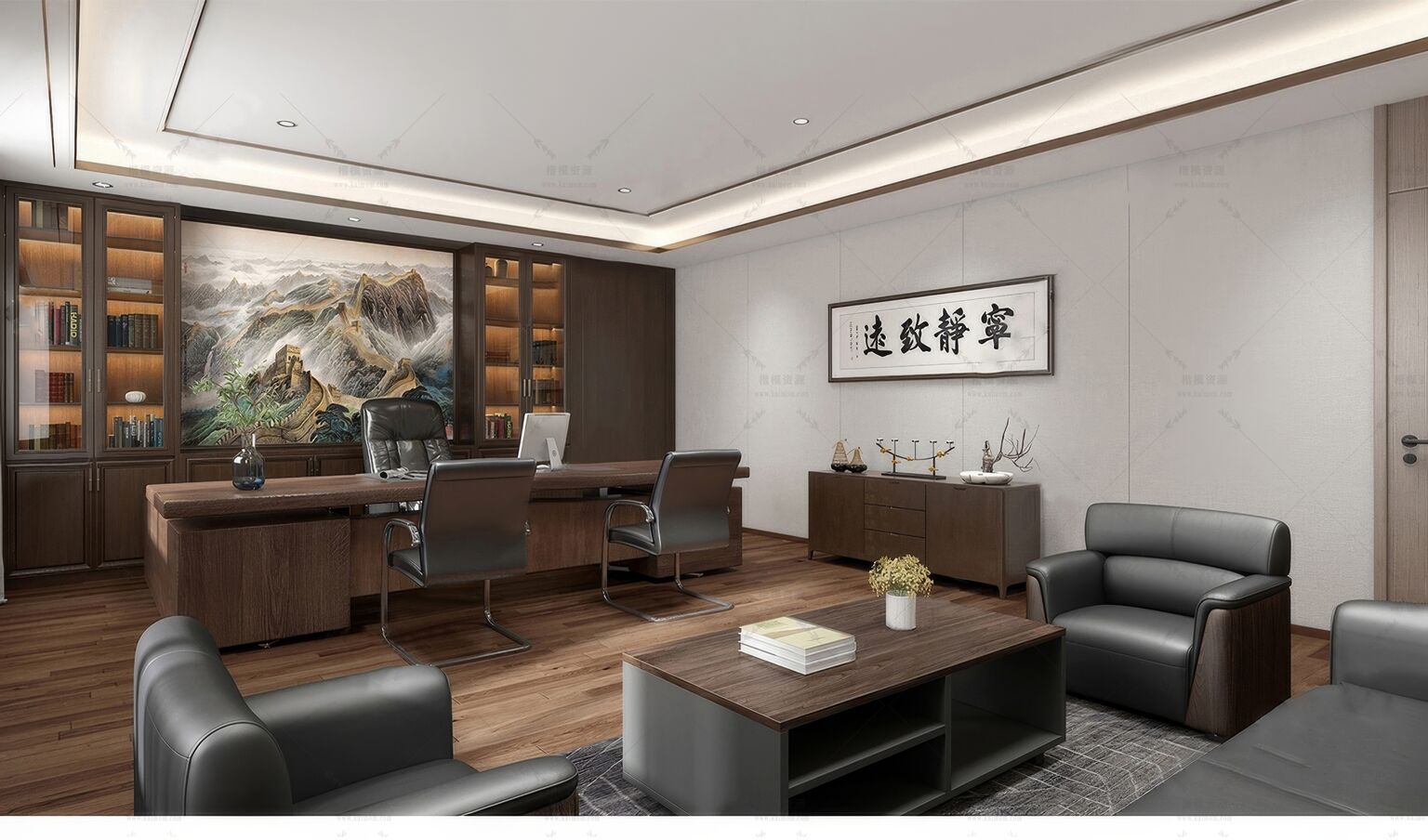董事长,总裁办公空间模型下载-1