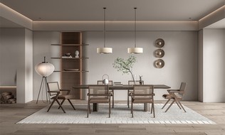侘寂风餐厅SU模型下载-1