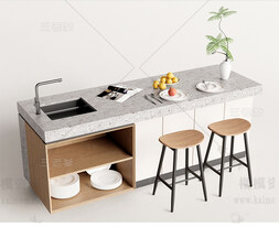 厨房中岛台SU模型下载-1