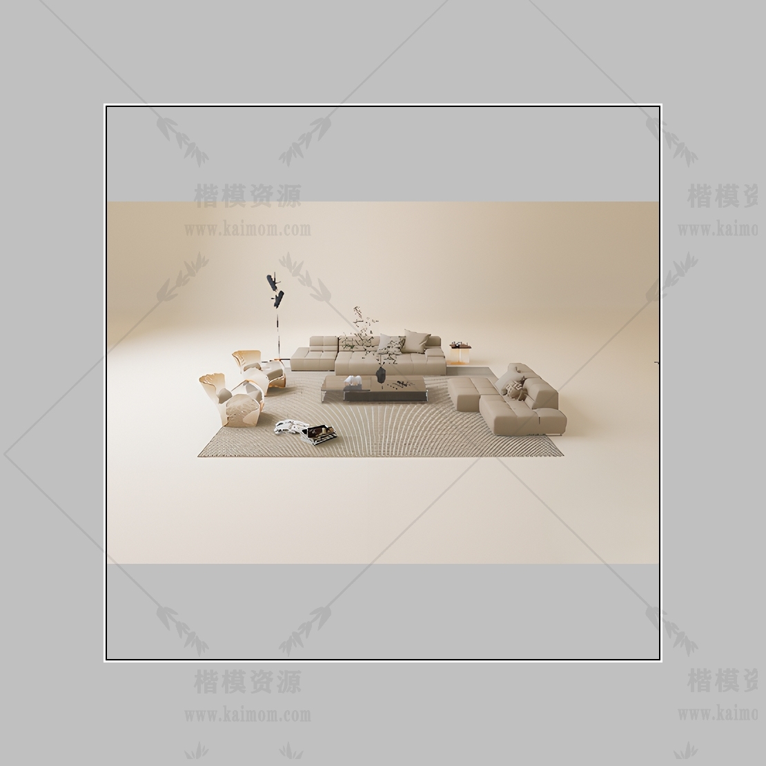 d5客厅沙发组合模型下载-1