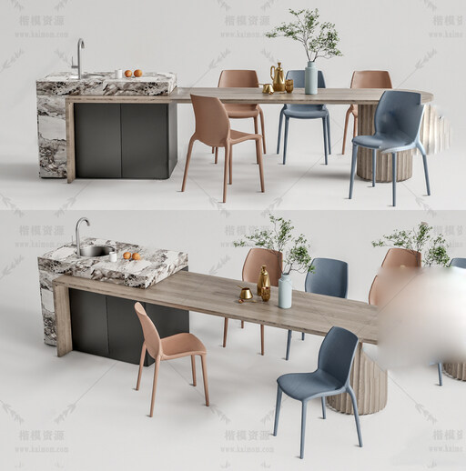 厨房中岛台SU模型下载-1