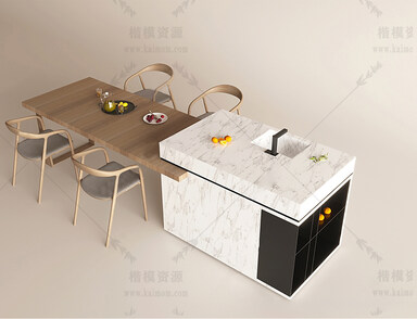 厨房中岛台SU模型下载-1