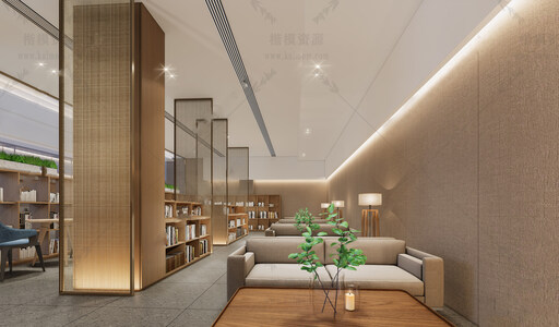 书店空间SU模型下载-1