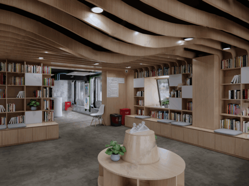 书店空间SU模型下载-2