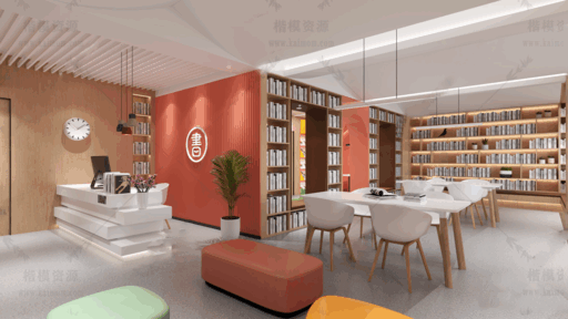书店空间SU模型下载-2