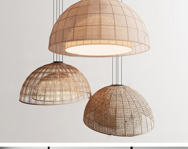 SU模型竹编吊灯,藤编灯具下载-1