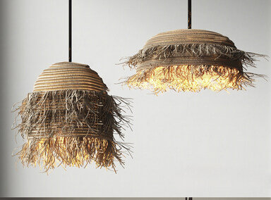 SU模型竹编吊灯,藤编灯具下载-1