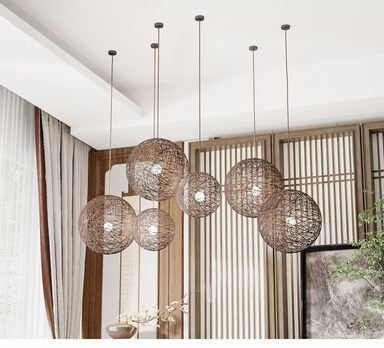 SU模型竹编吊灯,藤编灯具下载-1