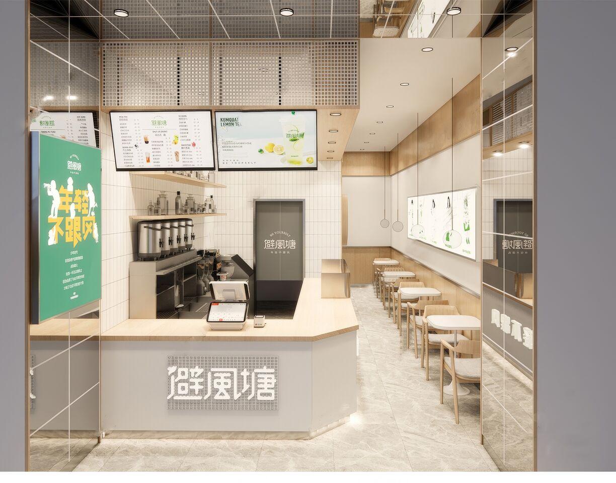 奶茶甜品店SU模型下载-1