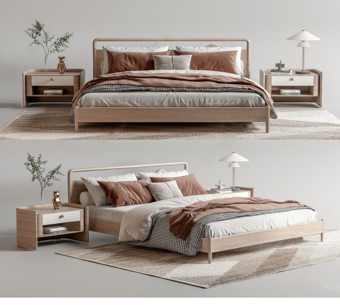 双人床SU模型下载-1