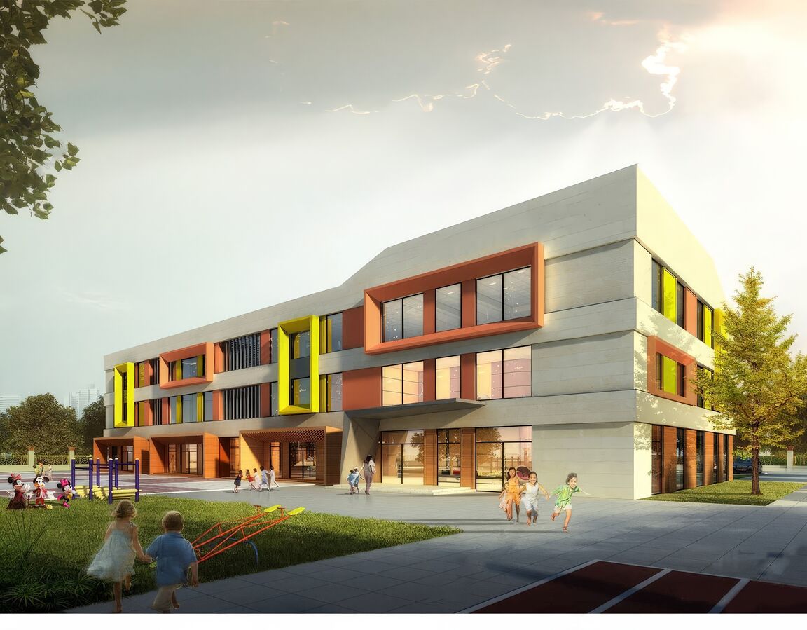 幼儿园建筑SU模型下载-1