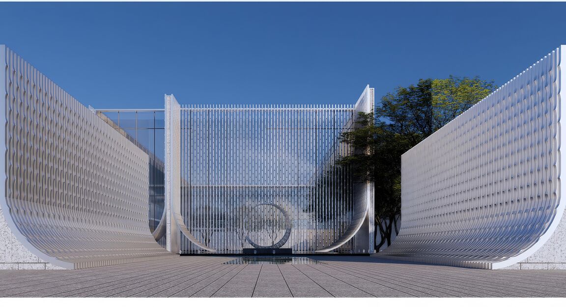 格栅建筑表皮su模型下载-2