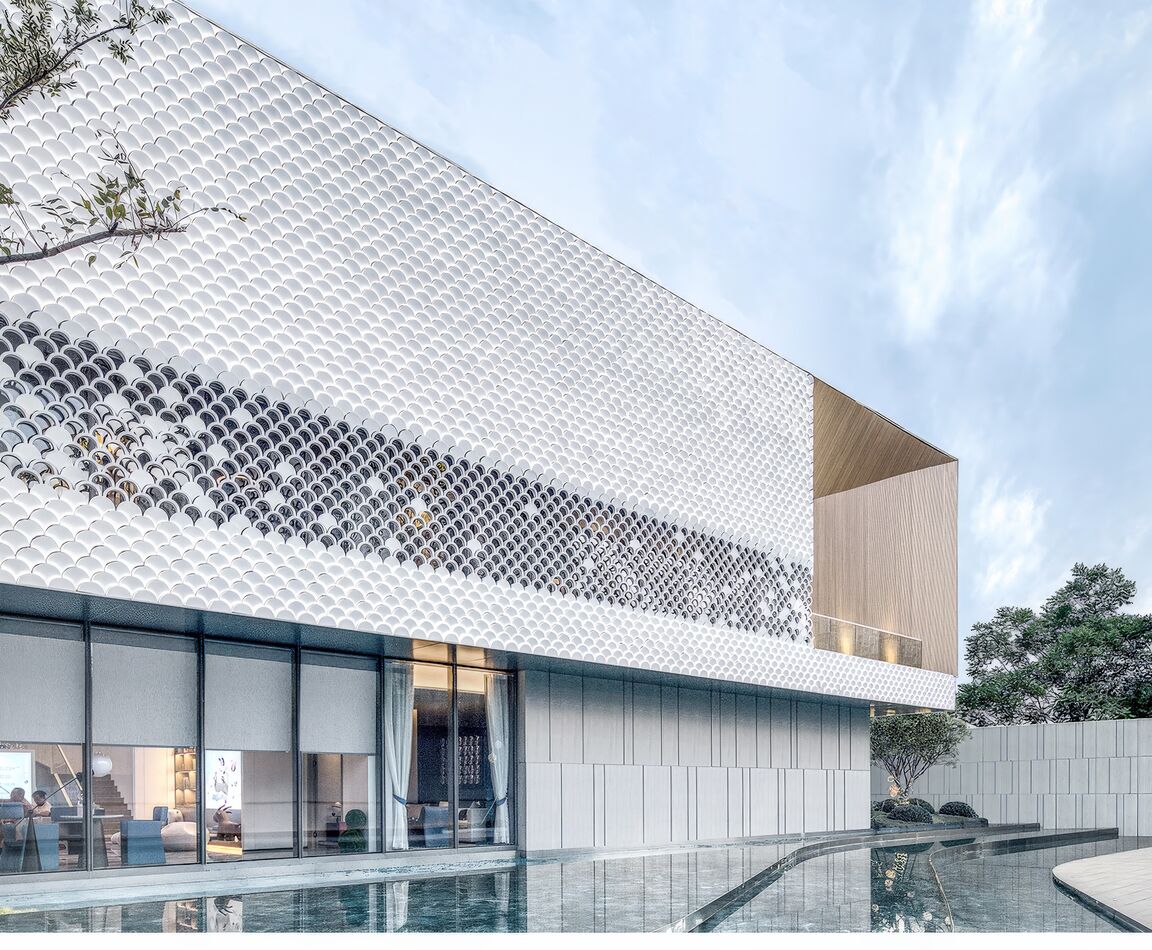 格栅建筑表皮su模型下载-1