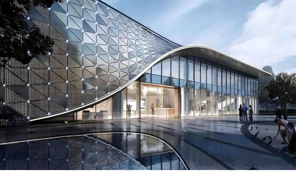 格栅建筑表皮su模型下载-1