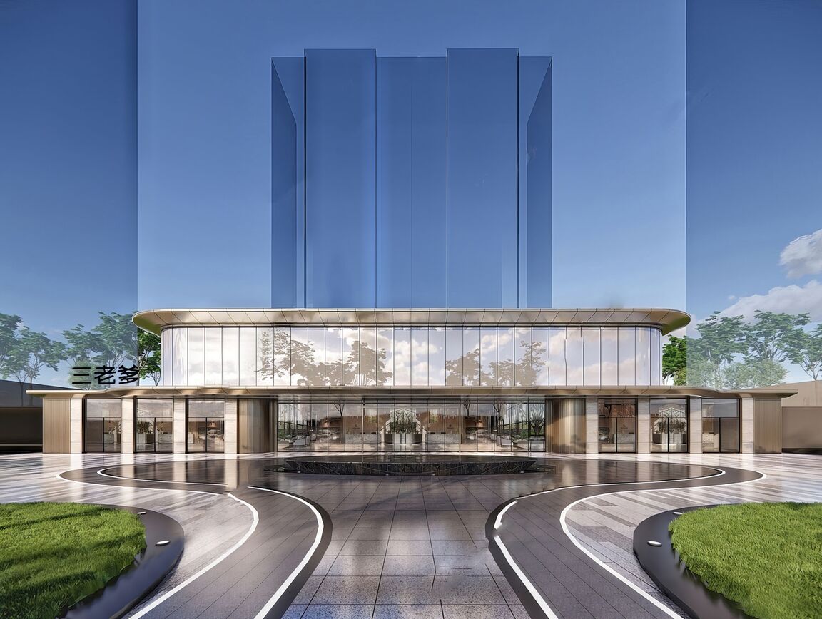 格栅建筑表皮su模型下载-1