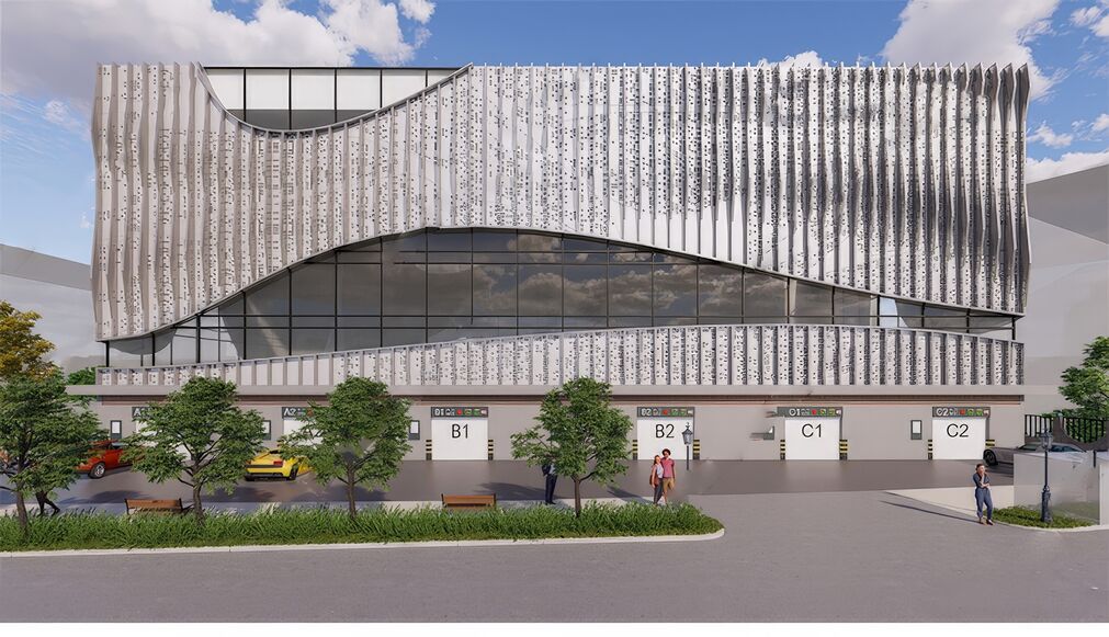 格栅建筑表皮su模型下载-1