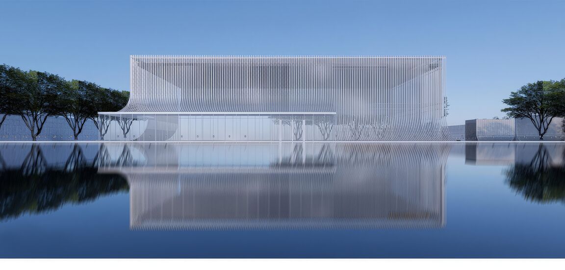 格栅建筑表皮su模型下载-3