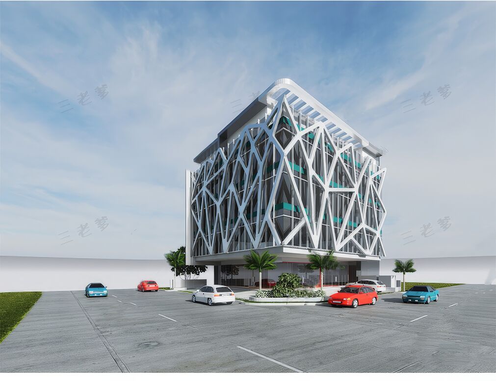 格栅建筑表皮su模型下载-1