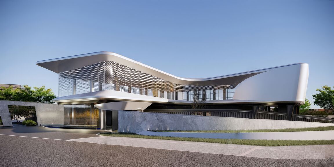 格栅建筑表皮su模型下载-1