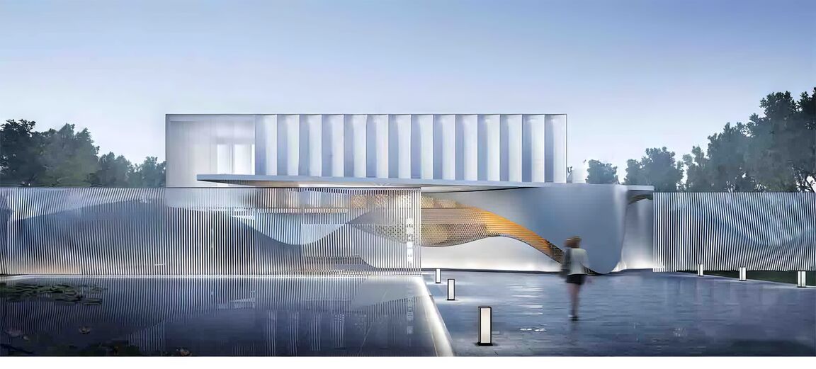 格栅建筑表皮su模型下载-1