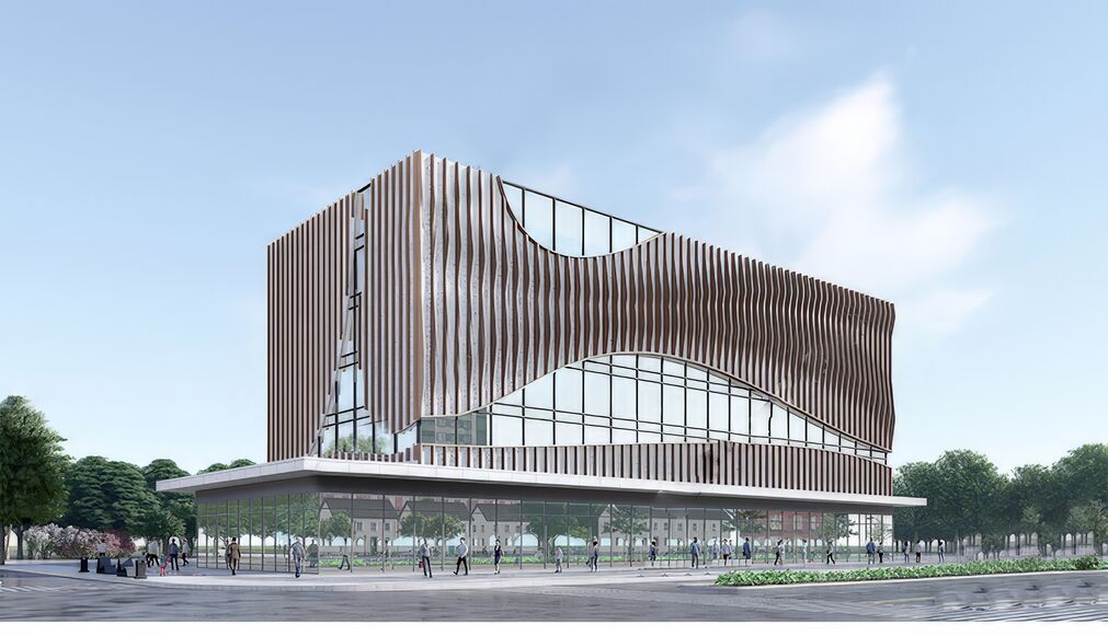 格栅建筑表皮su模型下载-1