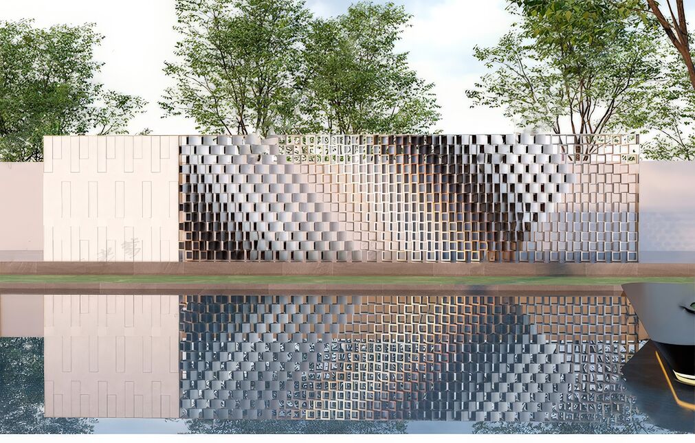 格栅建筑表皮su模型下载-1