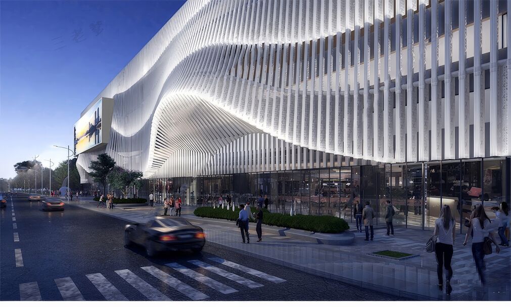 格栅建筑表皮su模型下载-1