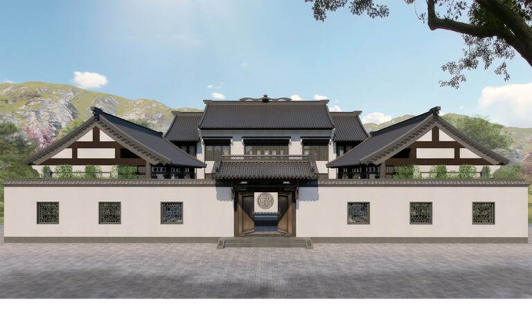四合院su模型下载-1