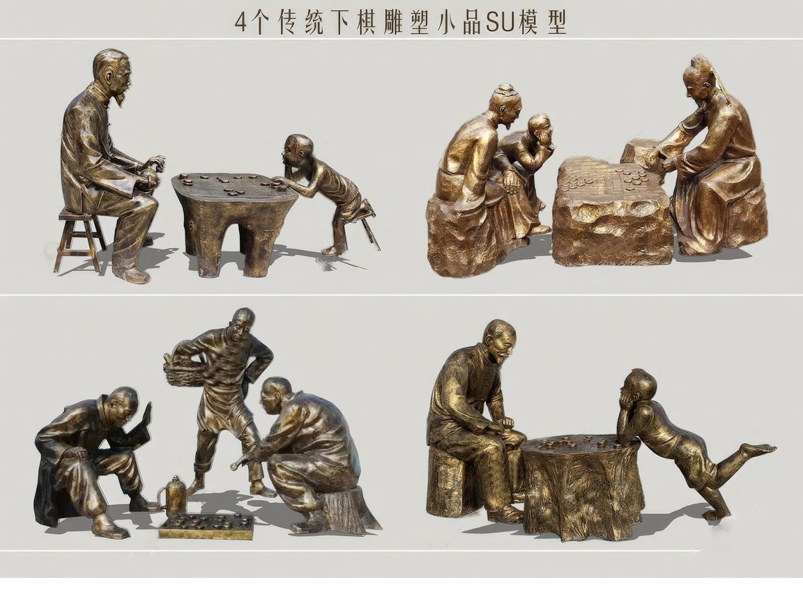 雕塑_人物铸铜su模型下载-1