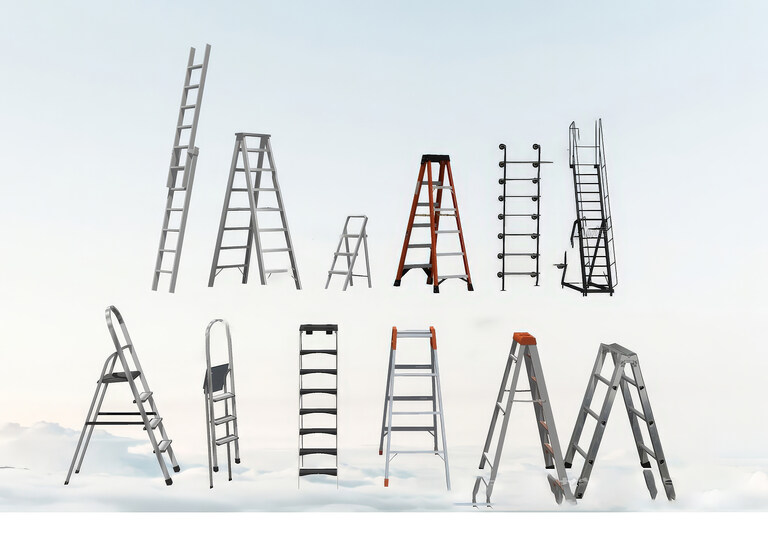 人字梯_铝合金梯_爬梯SU模型下载-1